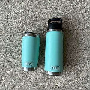 Yeti water bottle and coffee cup